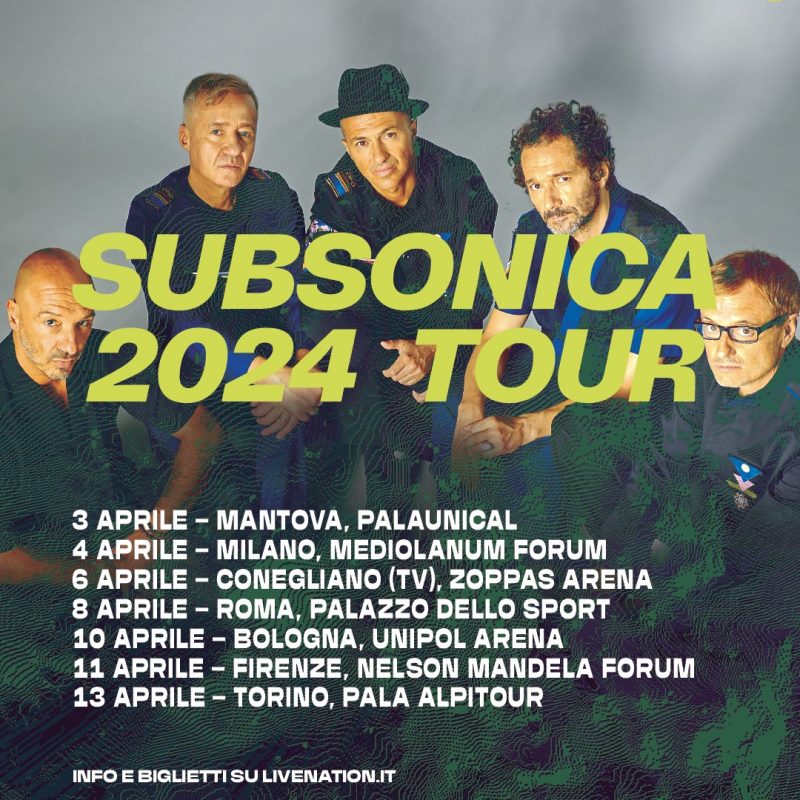 Subsonica, tour 2024: si parte da Mantova il 3 aprile